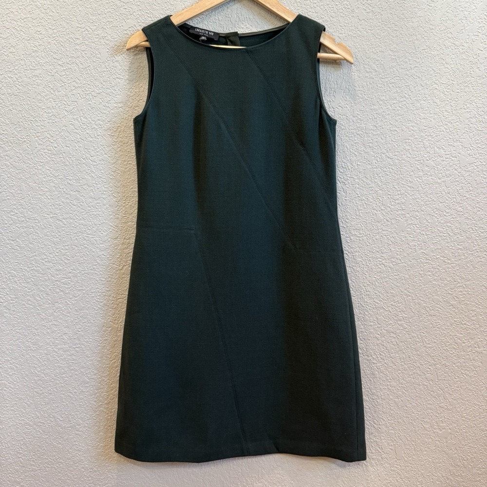 Lafayette 148 New York LaFlora Nuveau Wool Crepe Shift Dress Green XS